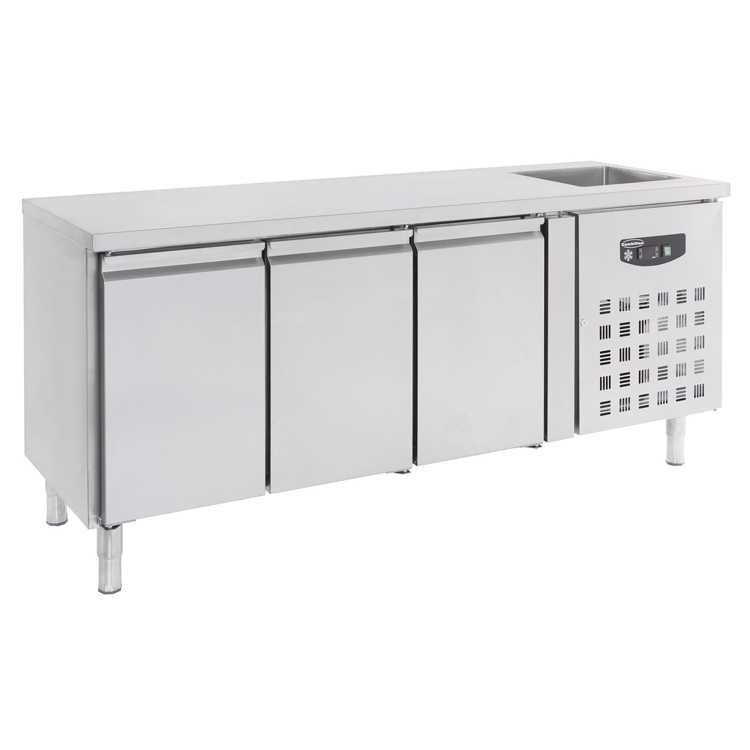 Combisteel 3 Door Food Prep Counter With Sink - (960H x 2020W x 700D)