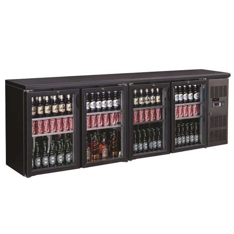 Combisteel 4 Door Black Back Bar Cooler (850H x 1300W x 700D) - 698 Ltr