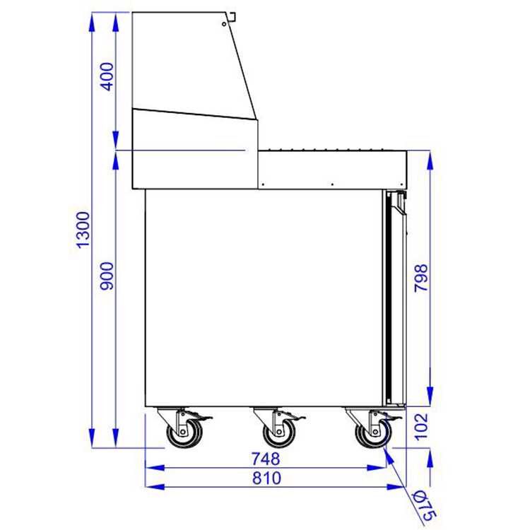 Combisteel 3 Doors Pizza Counter (1360H x 2370W x 850D) - Diagram