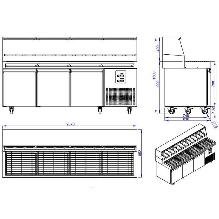 Combisteel 3 Doors Pizza Counter Detailed diagram