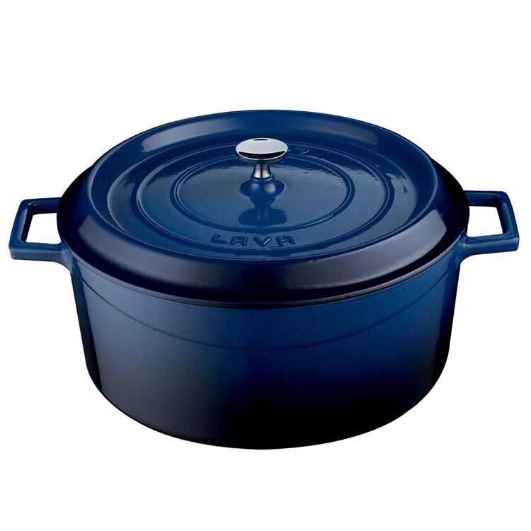 Combisteel Lava Cast Iron Casserole Pan Blue (150H x 410W x 330D) - 9.86 Ltr