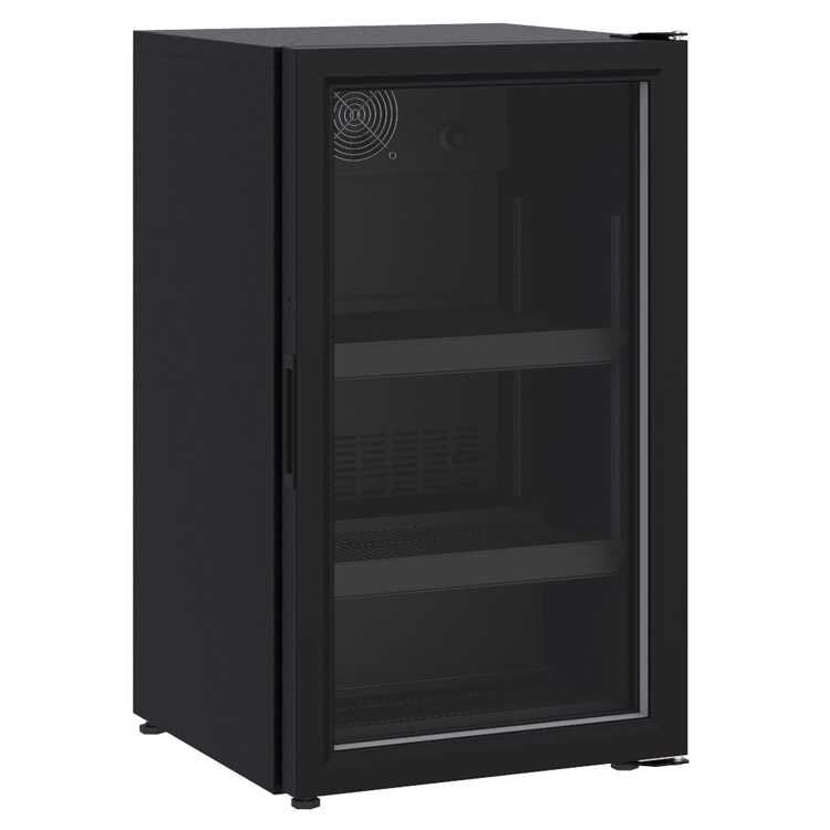 Combisteel Countertop Single Glass Door Fridge Black (885H x 500W x 585D)- 136 Ltr