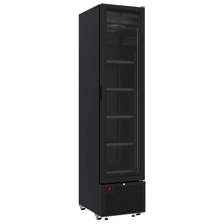Combisteel Single Glass Door Fridge Black (2024H x 450W x 656D) - 348 Ltr