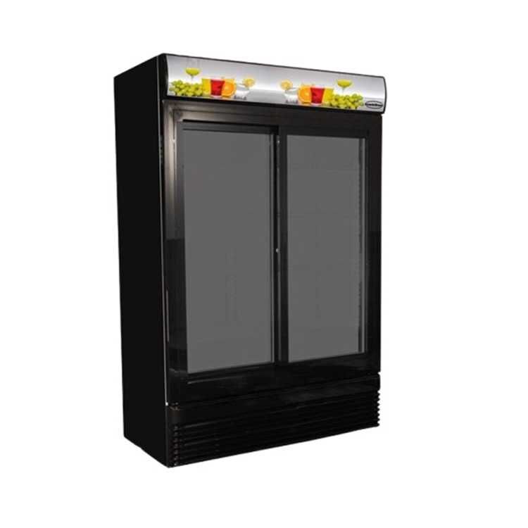 CombiSteel 7455.1398 Double Sliding Glass Door Fridge – Black