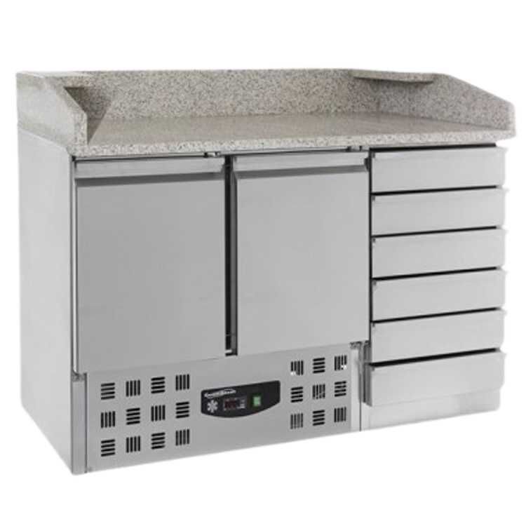 Combisteel 2 Door And 6 Drawers Pizza Prep Counter (1060H x 1420W x 700D) - 257 Ltr