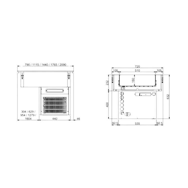 Combisteel Drop-In Refrigerated Container chart. Combisteel Drop-In Refrigerated Container chart.